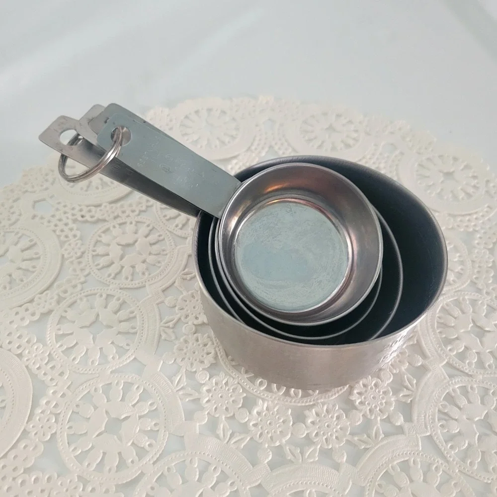 Vintage Stainless Steel Measuring Cups Nesting Lot Of 4